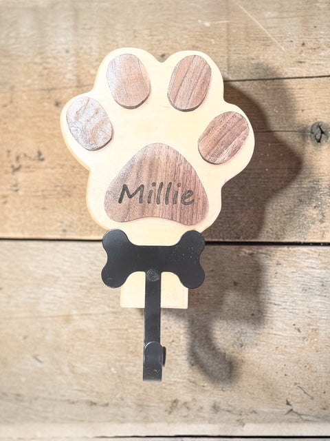 Custom Pet Leash Holder (Maple and Walnut)