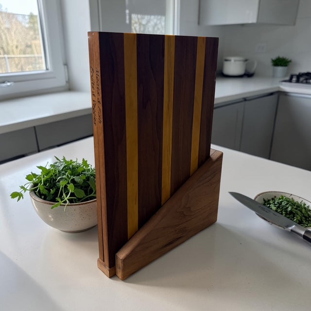 Cutting Board Library Crafted with Walnut and Yellow Heart