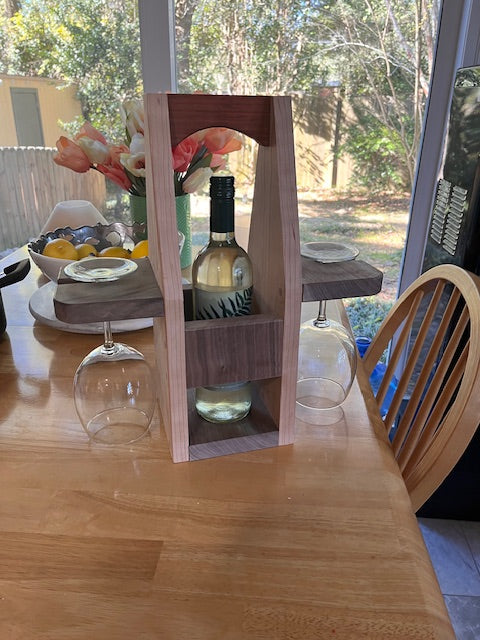 Beautiful Wine Caddy Made of Cherry and Walnut