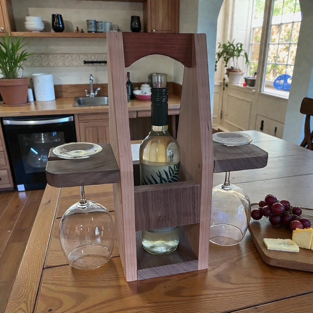 Beautiful Wine Caddy Made of Cherry and Walnut
