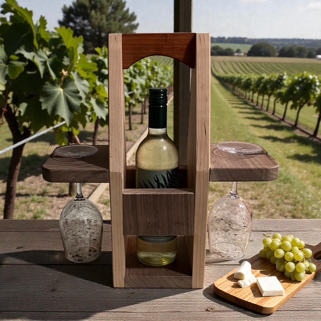 Beautiful Wine Caddy Made of Cherry and Walnut